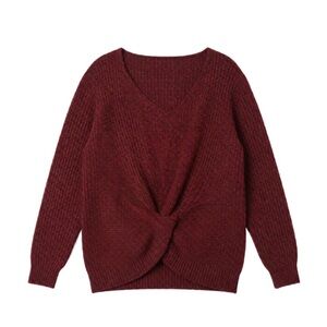 Angie Deep Red V-Neck Sweater